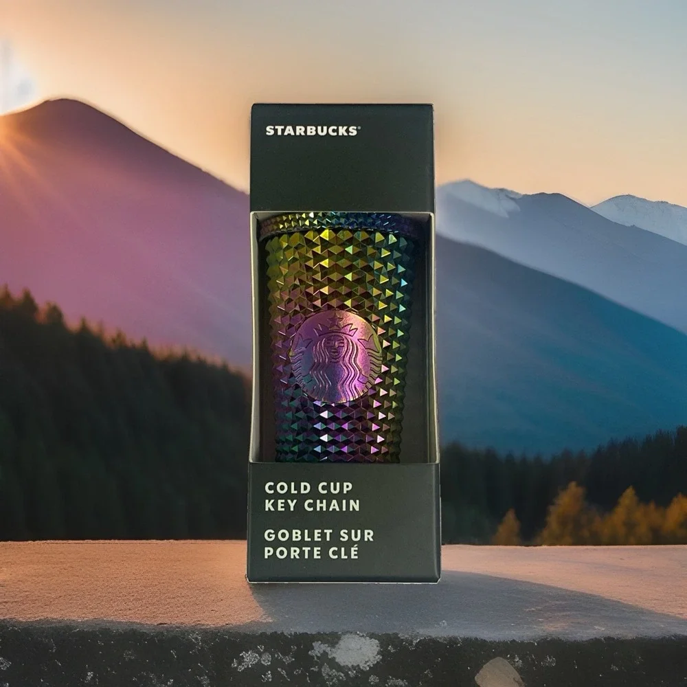 Starbucks Studded Tumbler Key Chain Rainbow Oil Slick Fall 2023 011145231 NIB